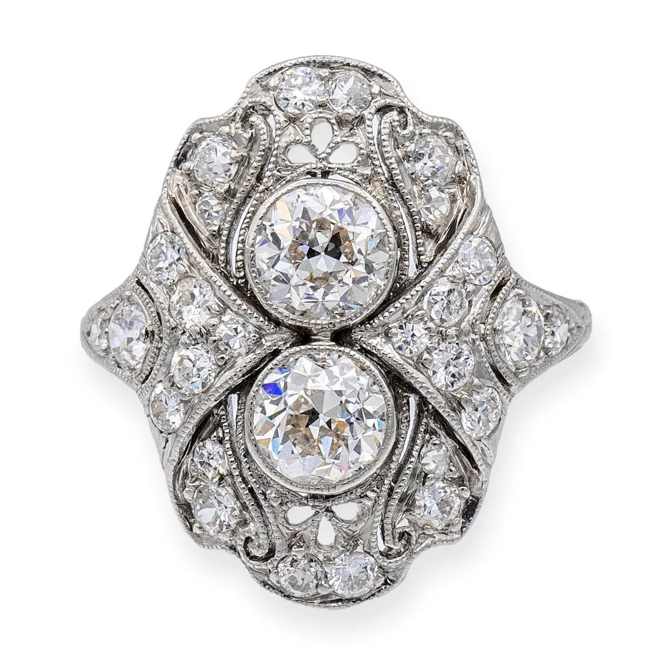 Antique Gorham Platinum Art-Deco Old European Diamond Ring Circa 1930