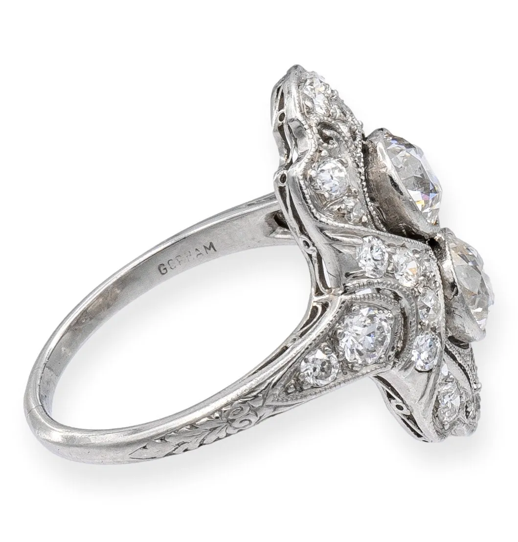 Antique Gorham Platinum Art-Deco Old European Diamond Ring Circa 1930