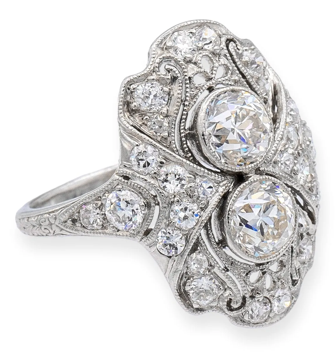 Antique Gorham Platinum Art-Deco Old European Diamond Ring Circa 1930