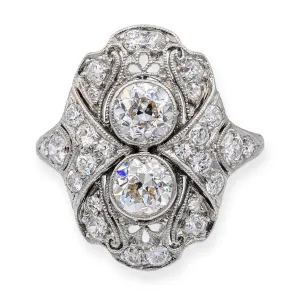 Antique Gorham Platinum Art-Deco Old European Diamond Ring Circa 1930
