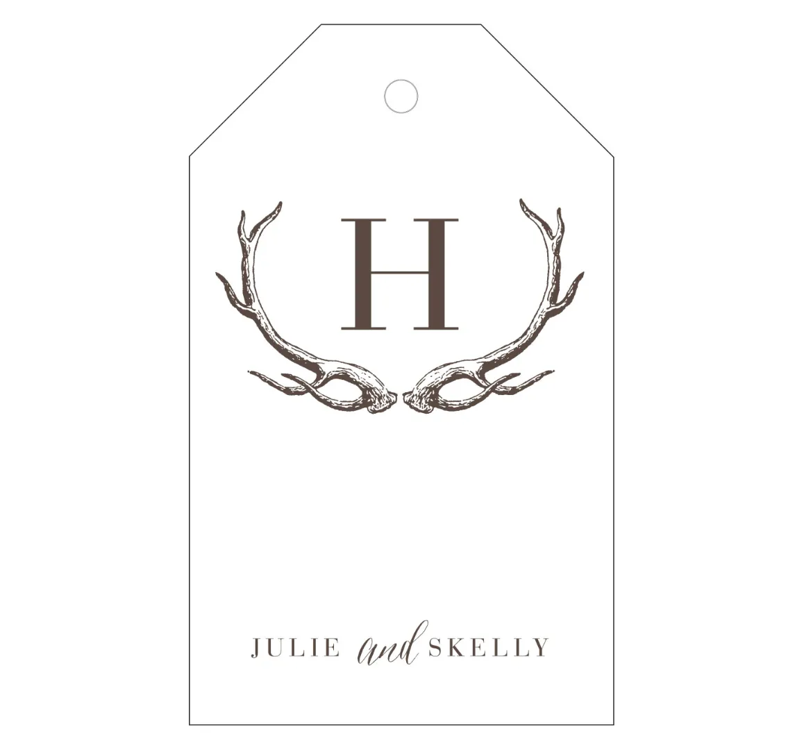 Antlers Hunting LetterPress Personalized Gift Tag - T27