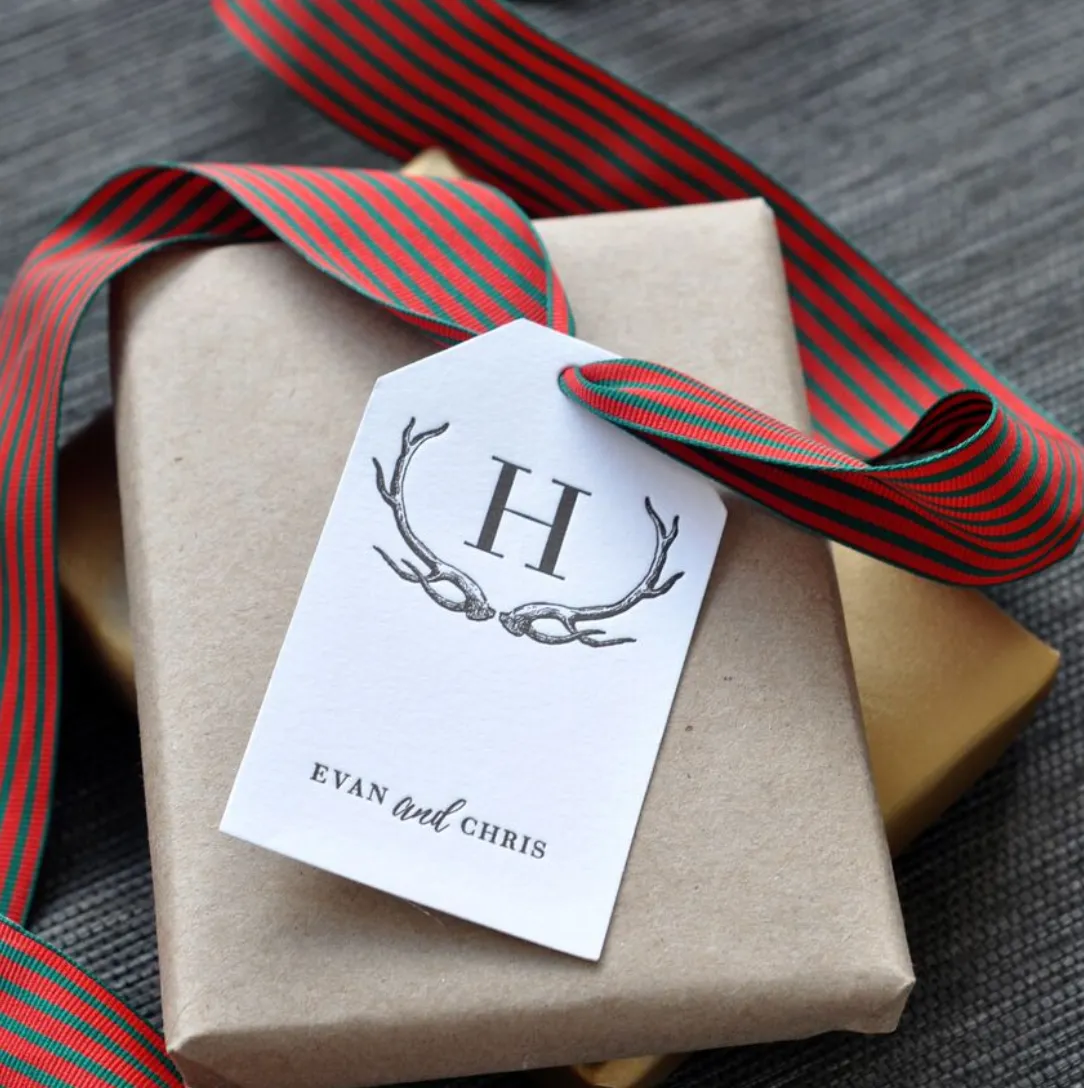 Antlers Hunting LetterPress Personalized Gift Tag - T27