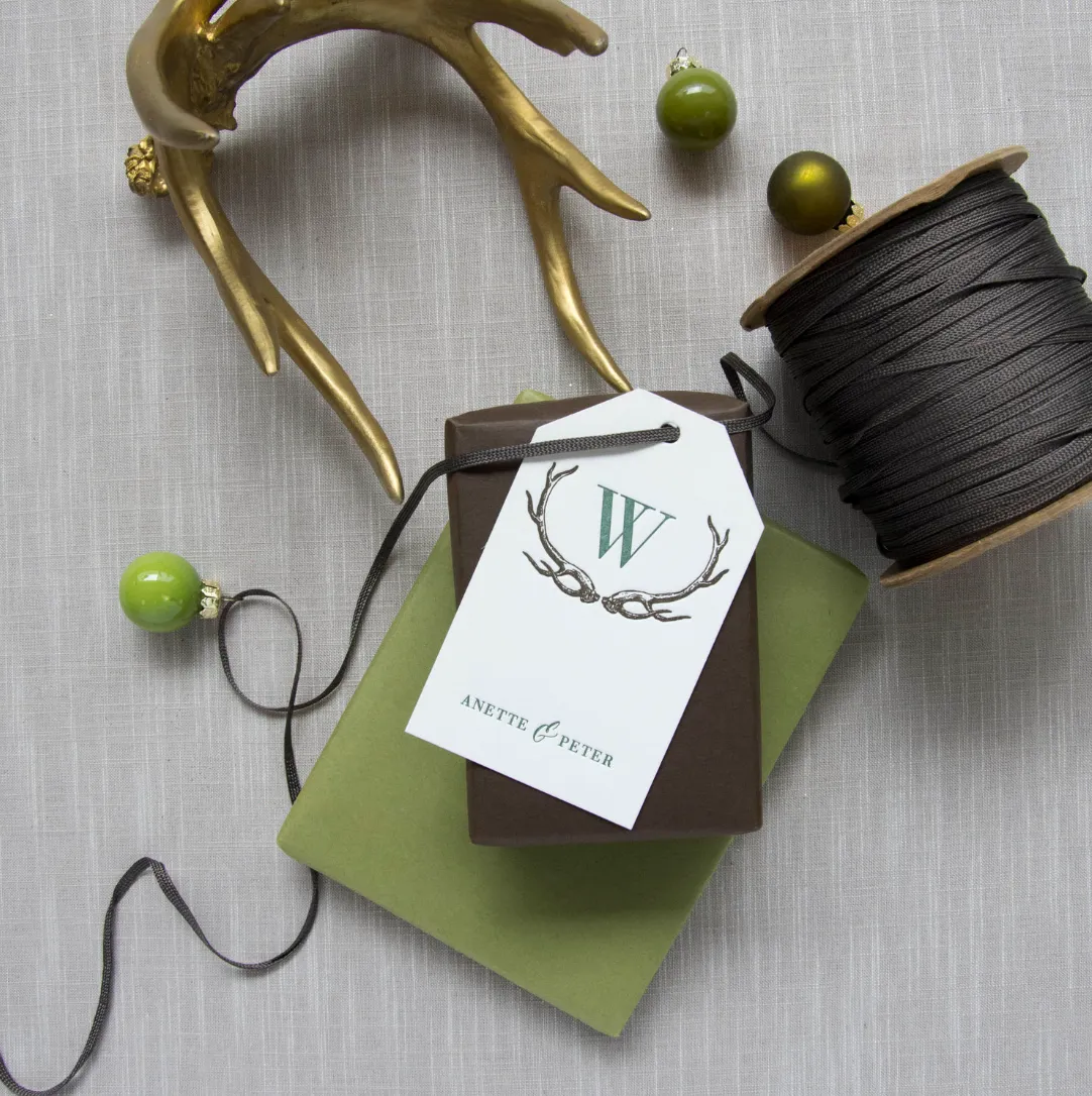 Antlers Hunting LetterPress Personalized Gift Tag - T27