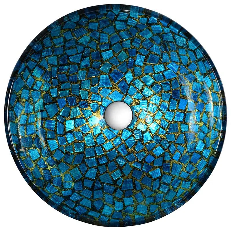 Anzzi Mosaic Series Vessel Sink in Blue/Gold Mosaic