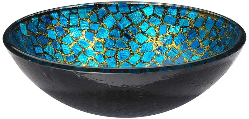 Anzzi Mosaic Series Vessel Sink in Blue/Gold Mosaic