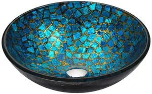 Anzzi Mosaic Series Vessel Sink in Blue/Gold Mosaic