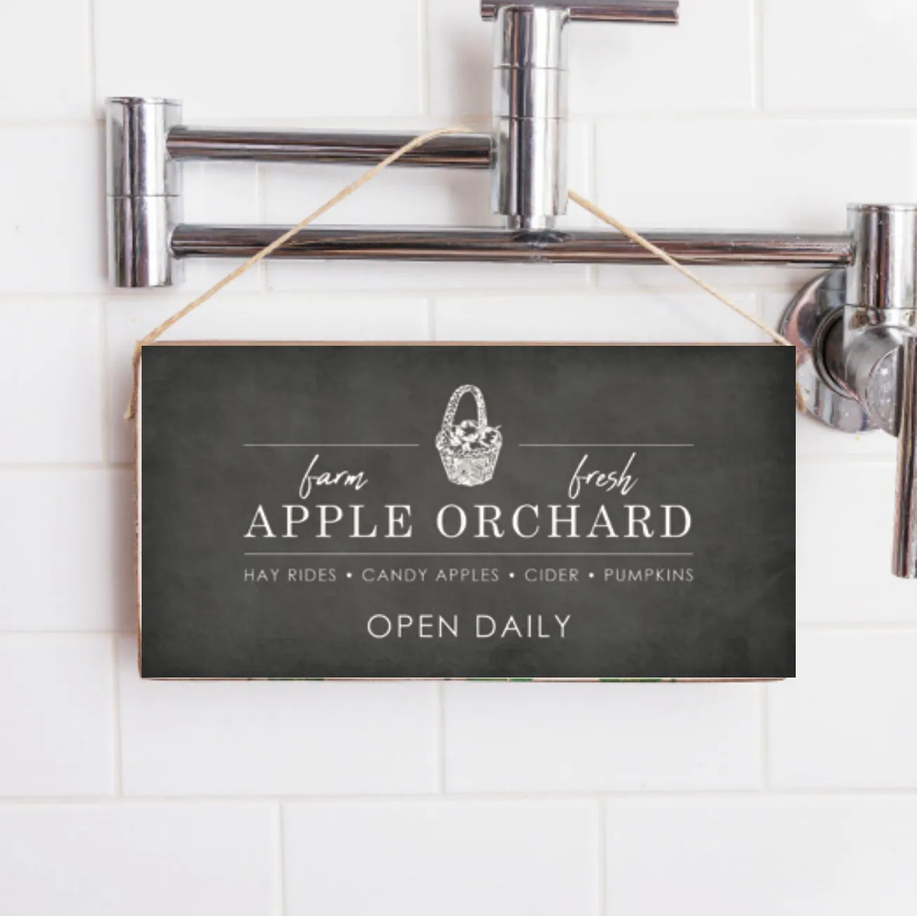 Apple Basket Apple Orchard Welcome Twine Hanging Sign