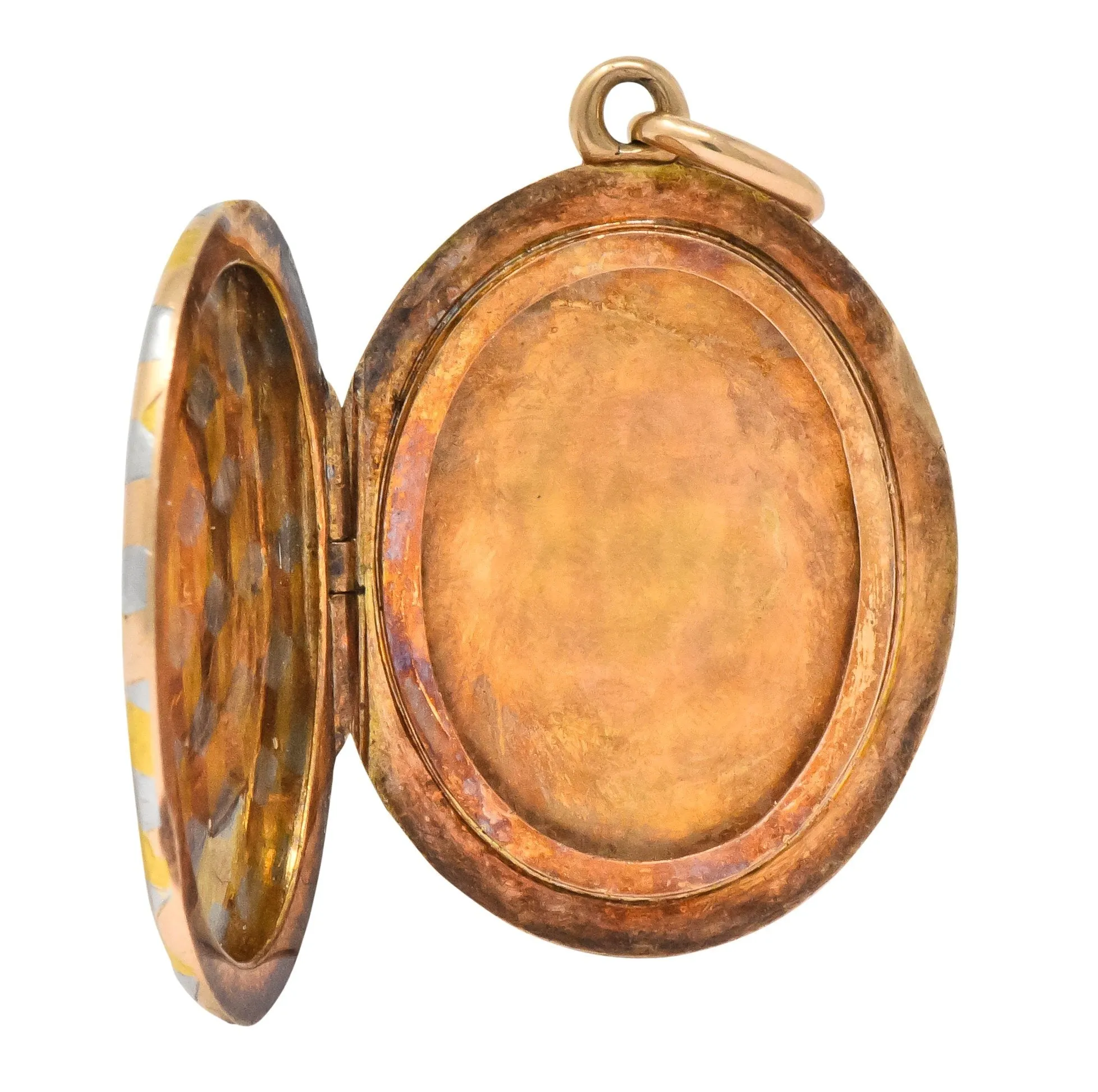 Art Deco 14 Karat Two-Tone Gold Platinum Decorated Locket