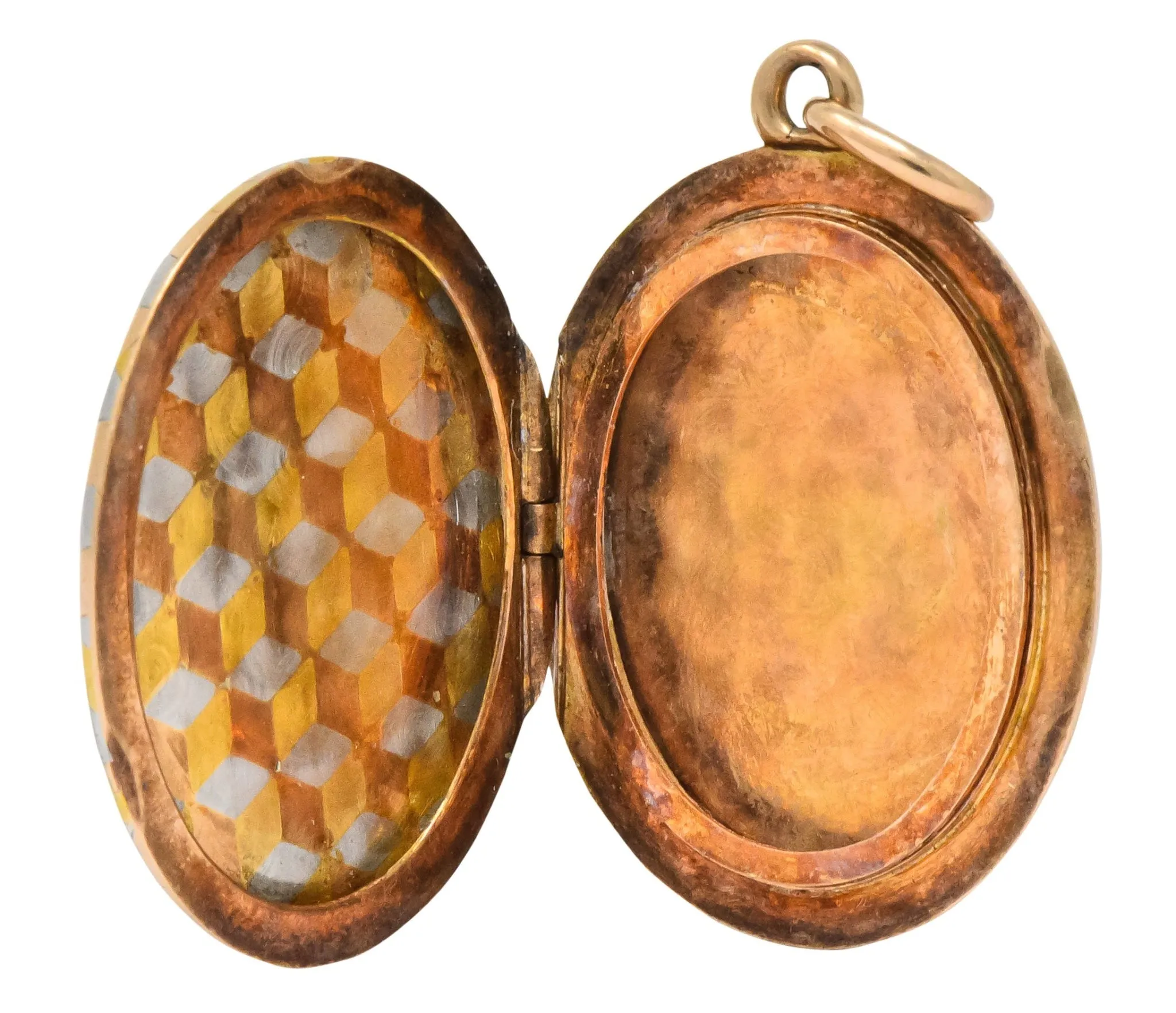 Art Deco 14 Karat Two-Tone Gold Platinum Decorated Locket