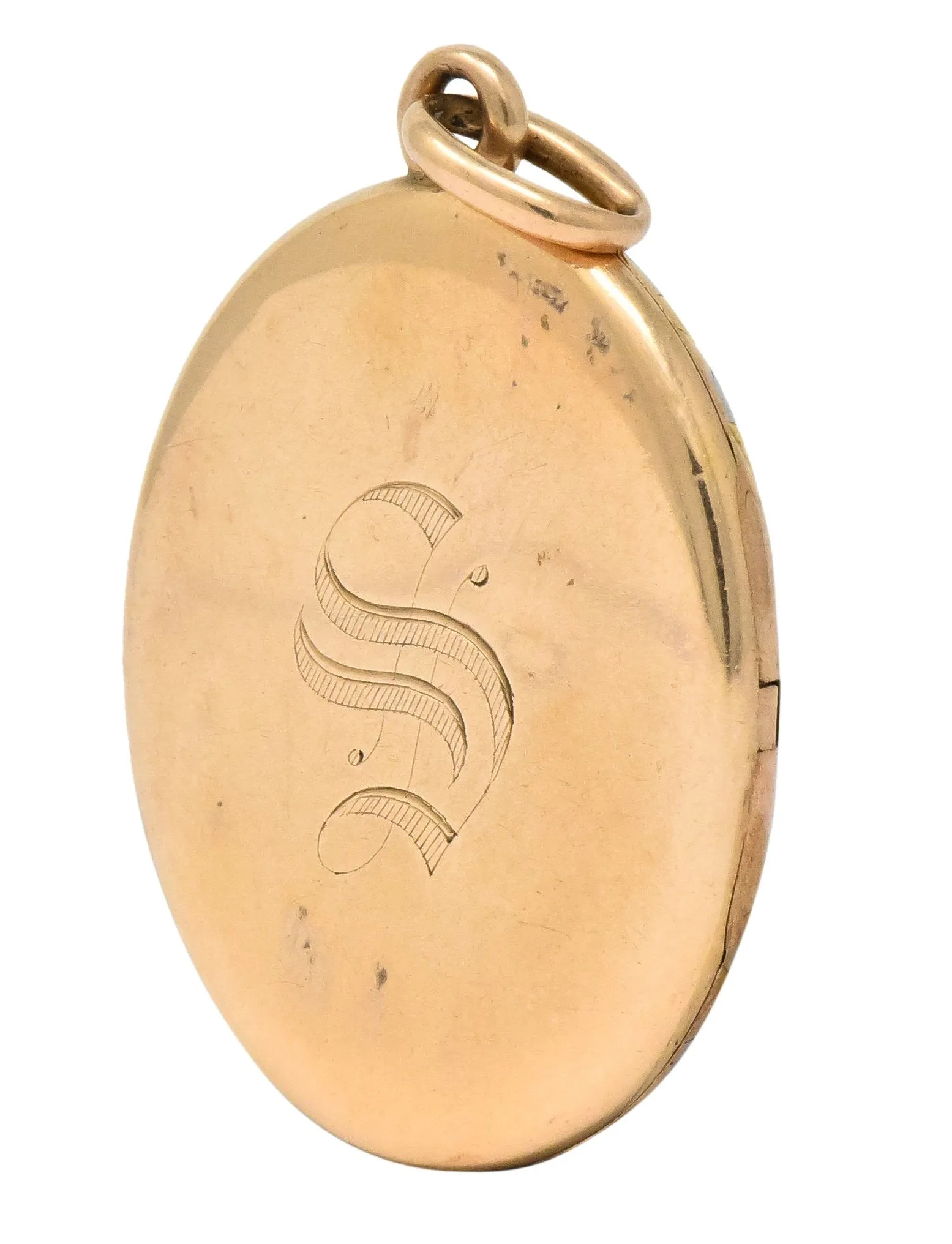 Art Deco 14 Karat Two-Tone Gold Platinum Decorated Locket