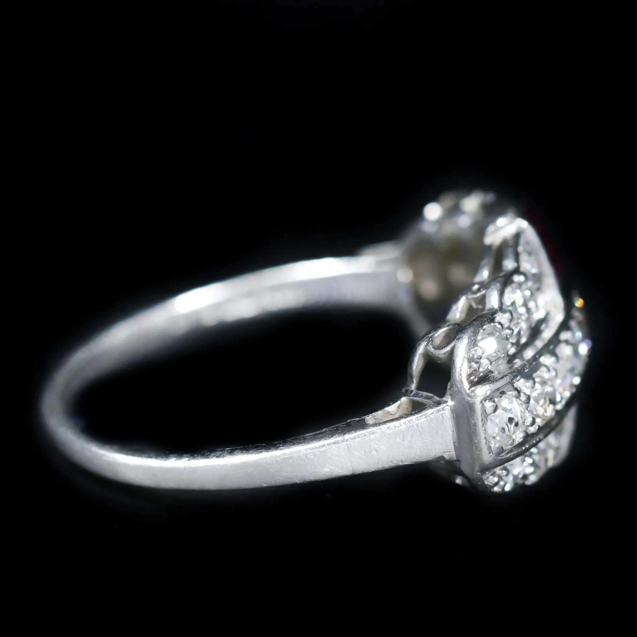 Art Deco 1.50 CTW Old European Cut Diamond and Ruby Ring