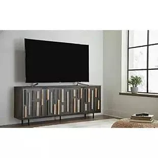Art Deco 4 Door Accent Cabinet in Black