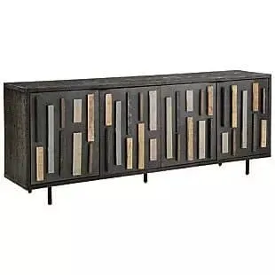 Art Deco 4 Door Accent Cabinet in Black