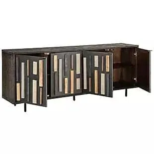 Art Deco 4 Door Accent Cabinet in Black