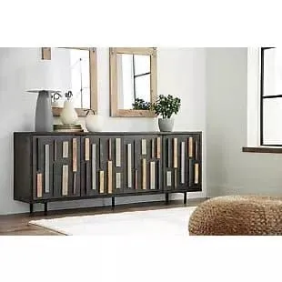 Art Deco 4 Door Accent Cabinet in Black