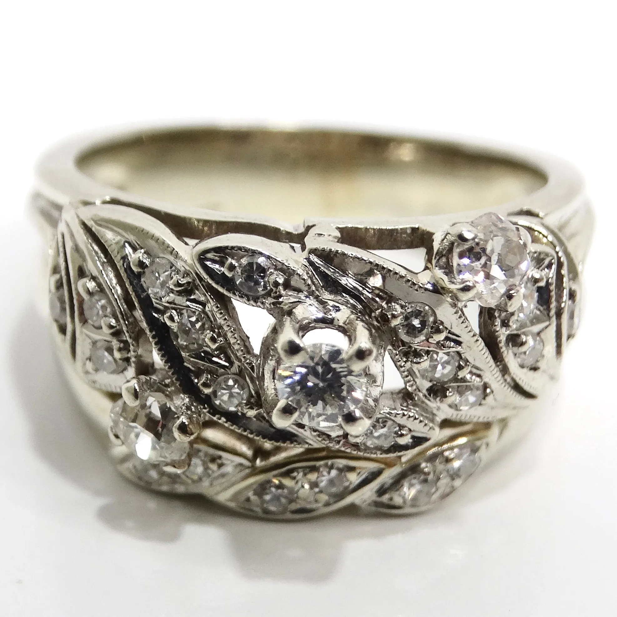 Art Deco Platinum Diamond Cocktail Ring