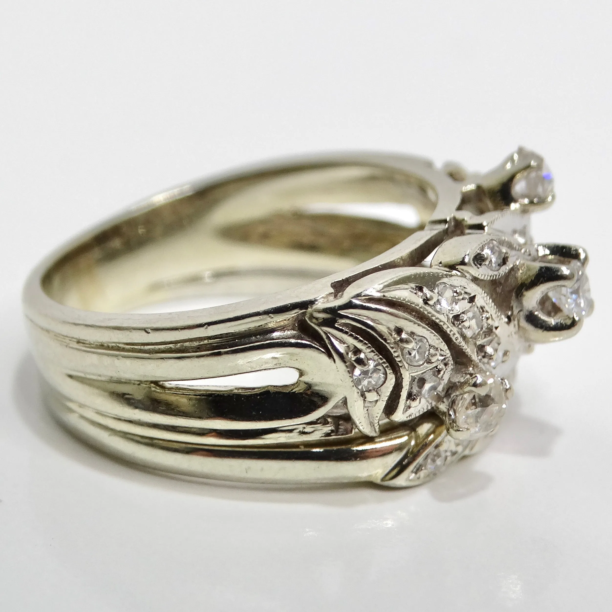 Art Deco Platinum Diamond Cocktail Ring