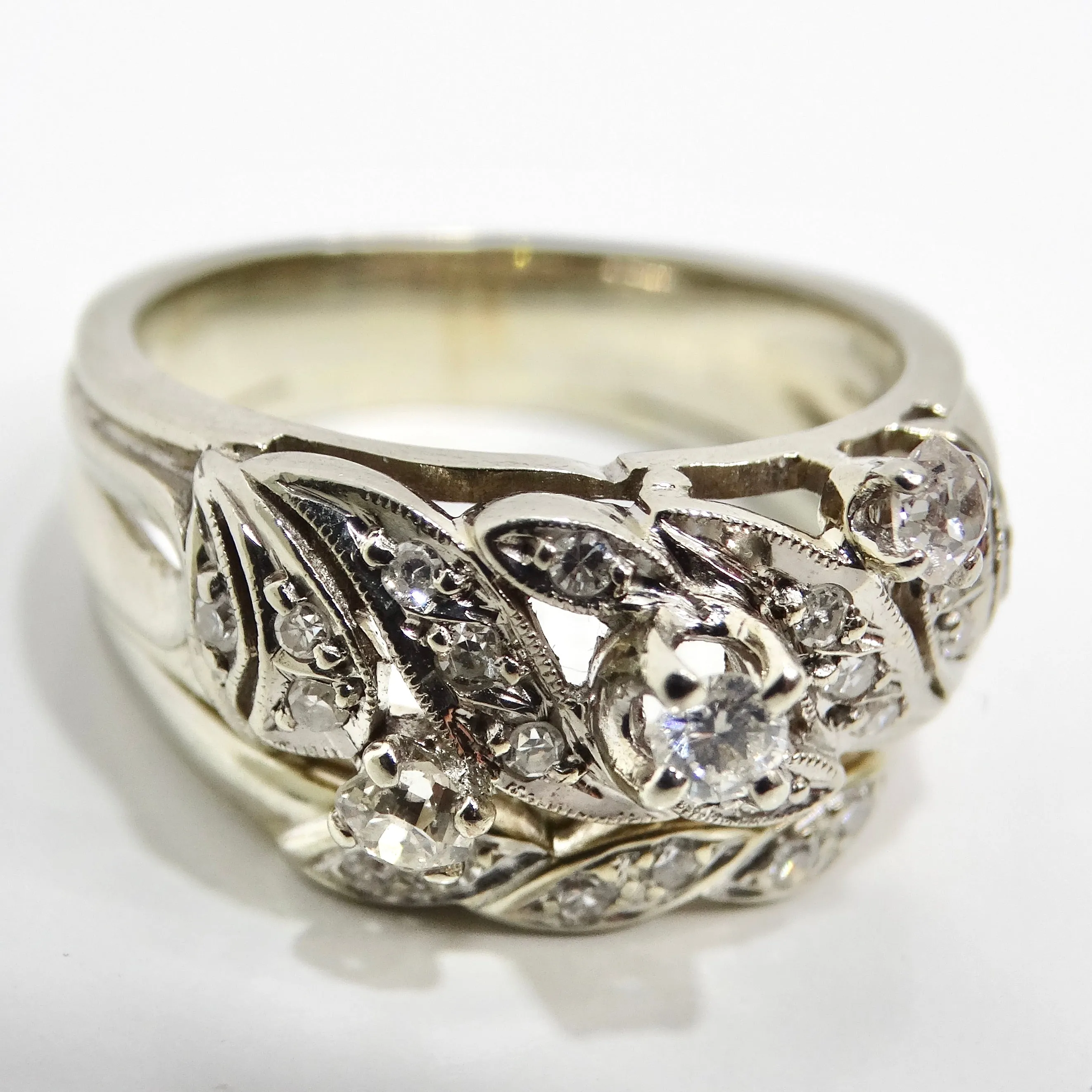 Art Deco Platinum Diamond Cocktail Ring