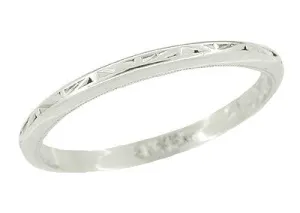 Art Deco Triangles Engraved Wedding Band in Platinum
