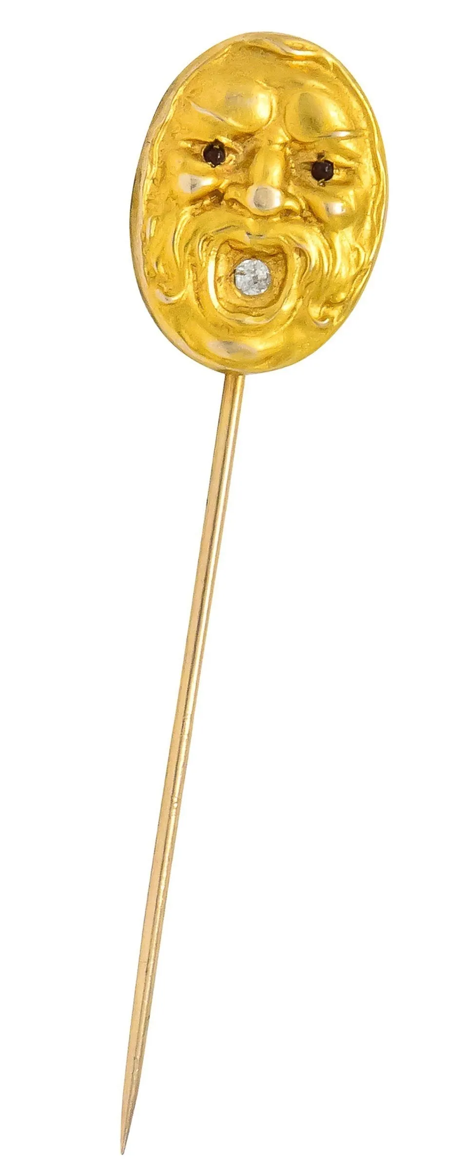 Art Nouveau Diamond 14 Karat Gold Italian Fountain Grotesque Stick pin