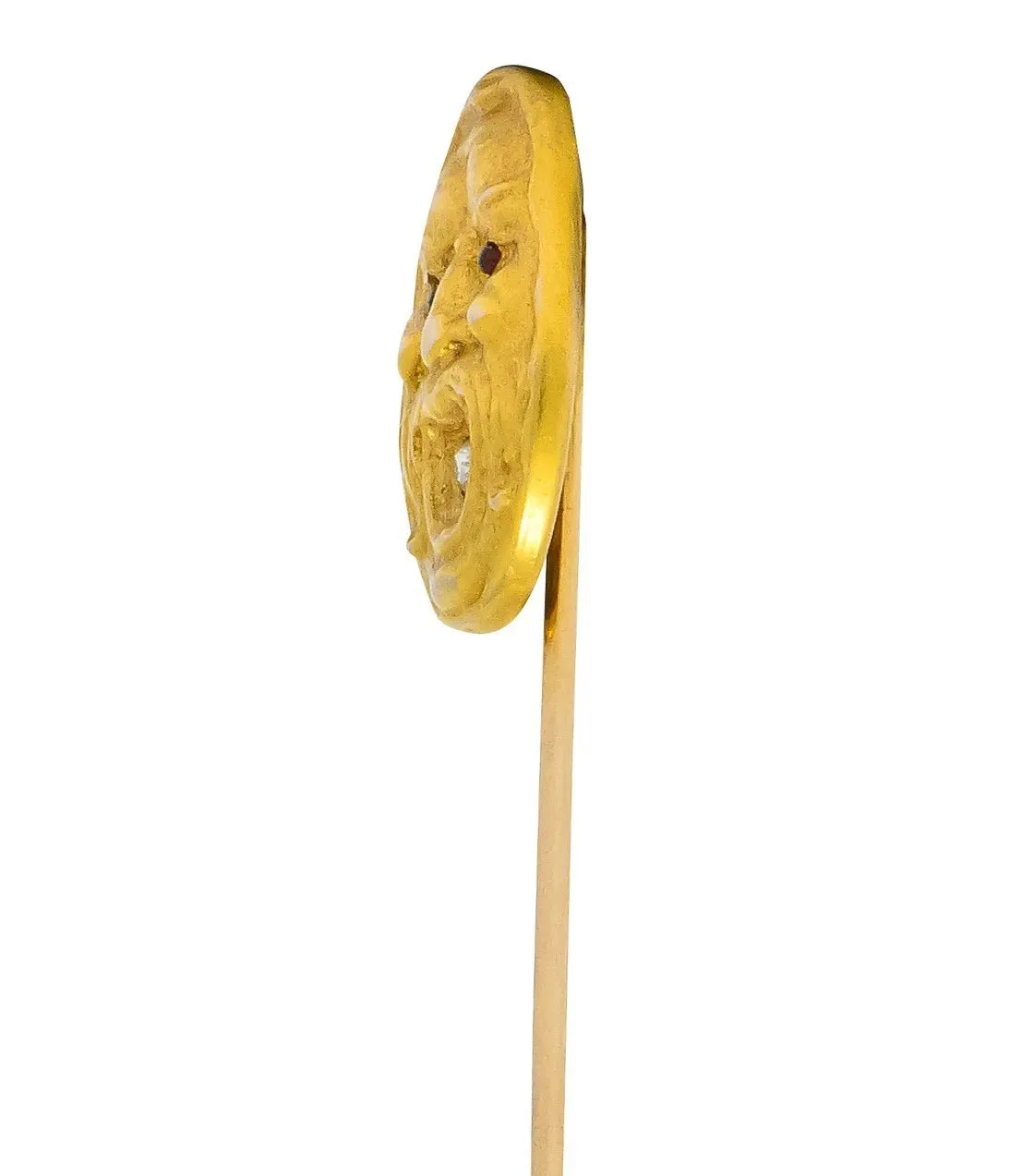Art Nouveau Diamond 14 Karat Gold Italian Fountain Grotesque Stick pin