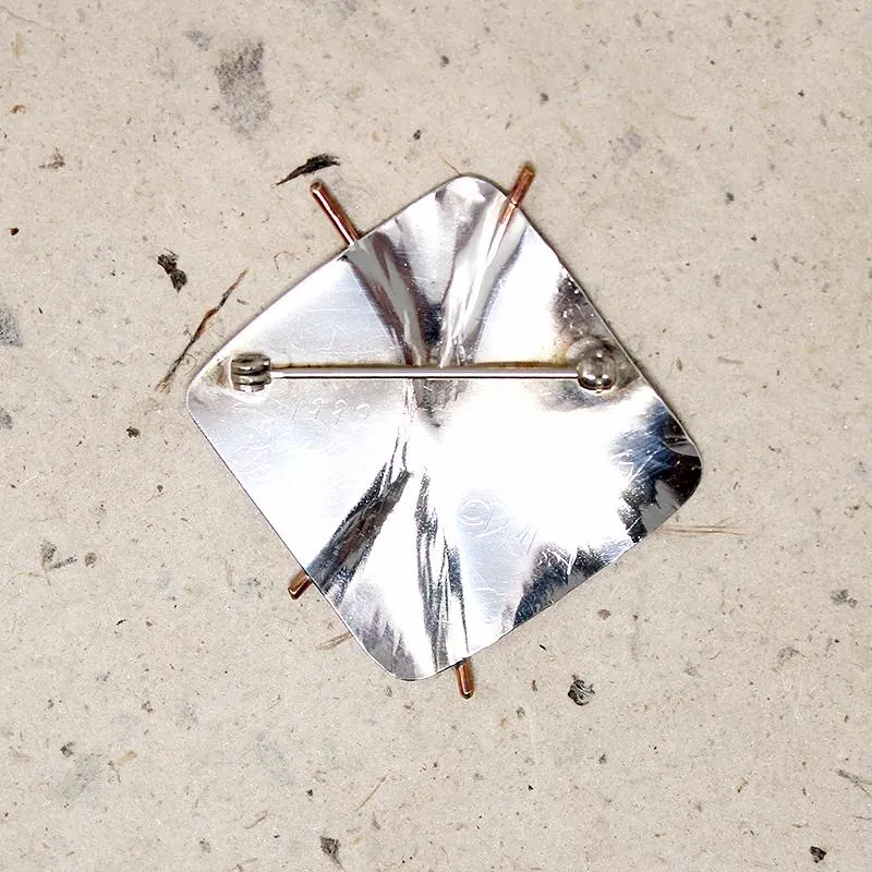 Artisan Sterling & Bronze Brooch Signed D. McAfee