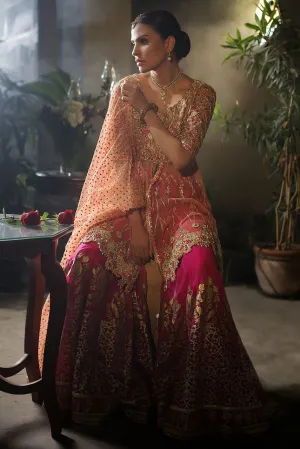 Beautiful designer mehndi dress embroidered in gold pink color # B3417