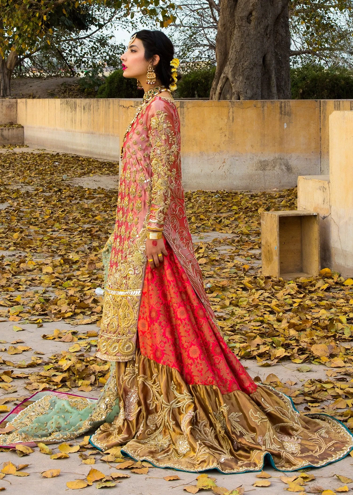 Beautiful embroidered bridal outfit for wedding wear in pink color # B3387