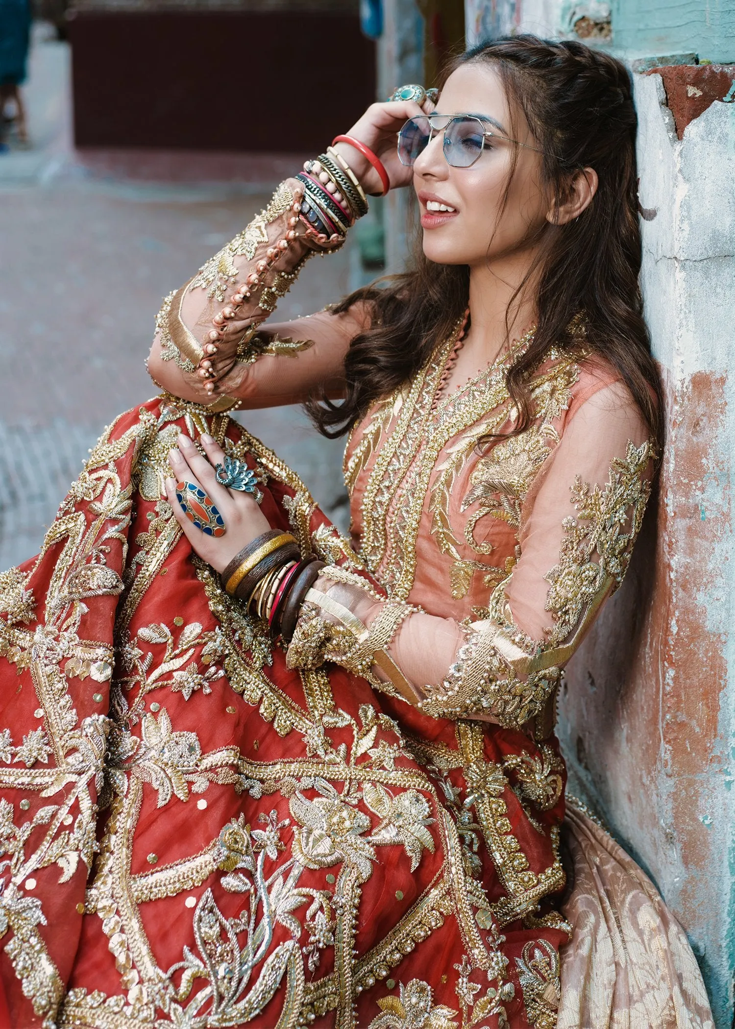 Beautiful Indian lehnga dress for wedding wear in pink and red color # B3385