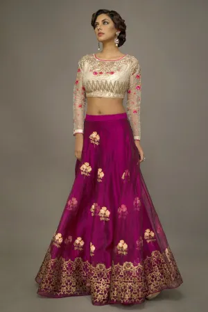 Beautiful Pakistani bridal lehnga dress embroidered in purple color # B3430