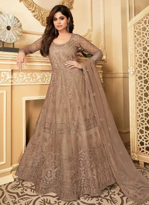 Beige Heavy Embroidered Kalidar Gown Style Anarkali