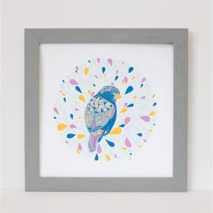 bird art print, colorful bird art, bird nerd art print, folk art bird print