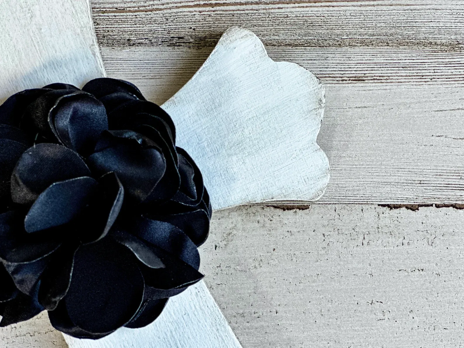 Black & white embellished wooden wall cross