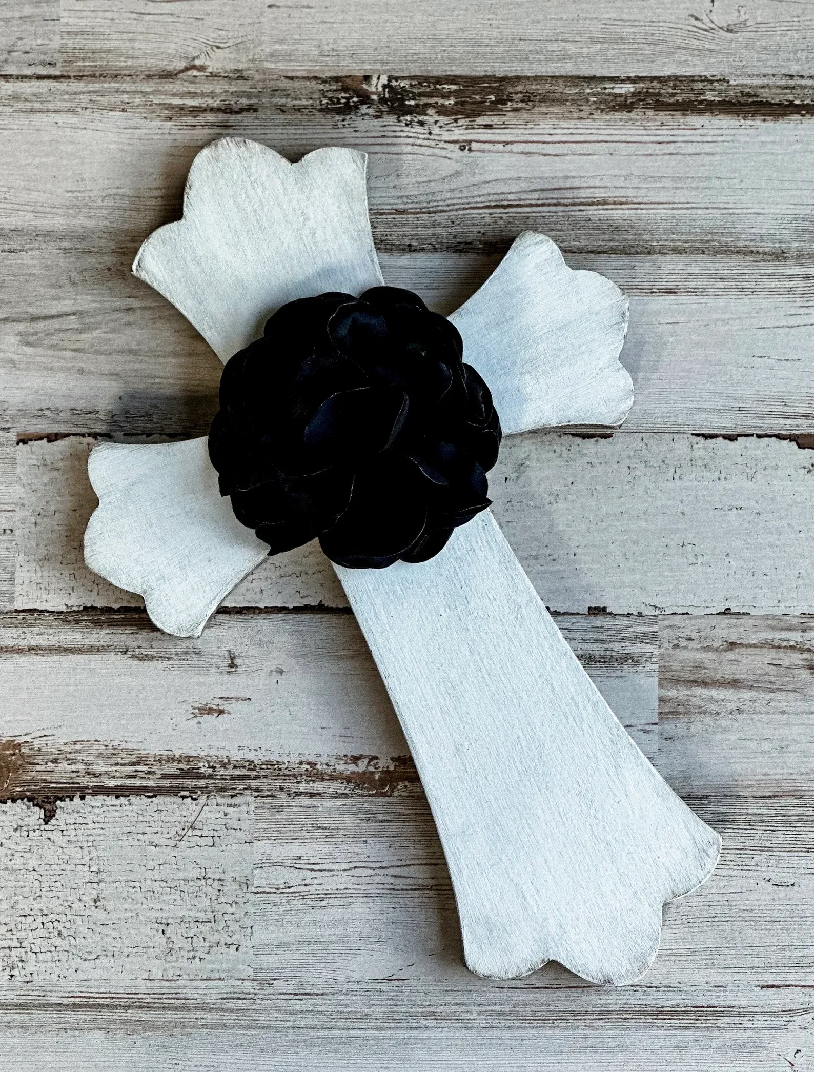 Black & white embellished wooden wall cross