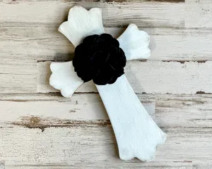 Black & white embellished wooden wall cross