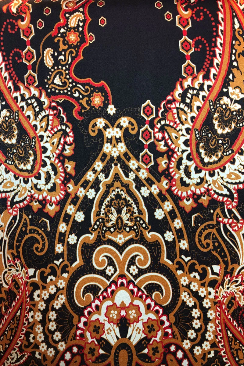 Black and Gold Cashmere Garden Kimono