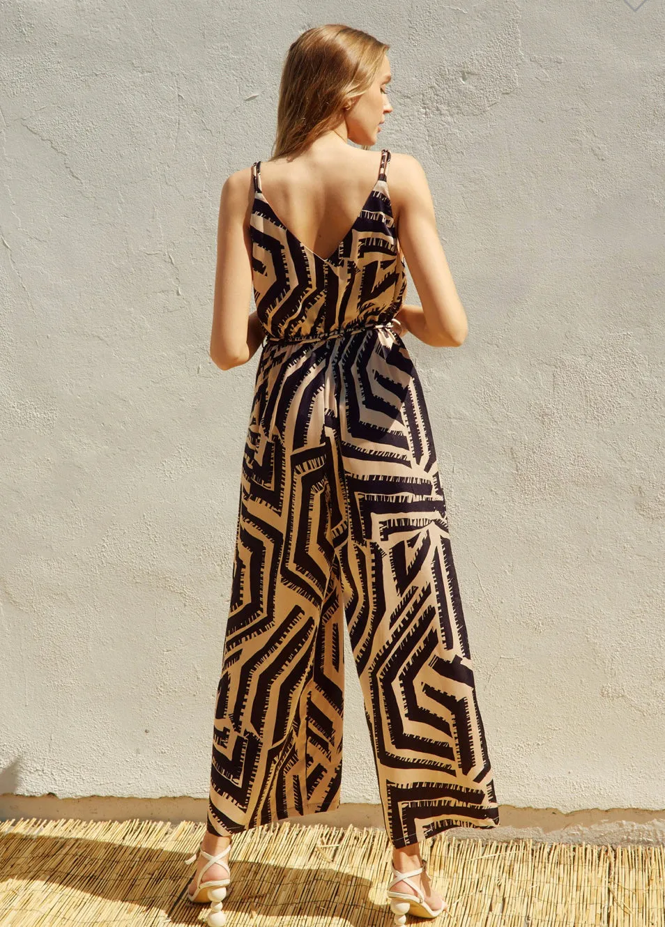 Black Cream Sateen Jumpsuit