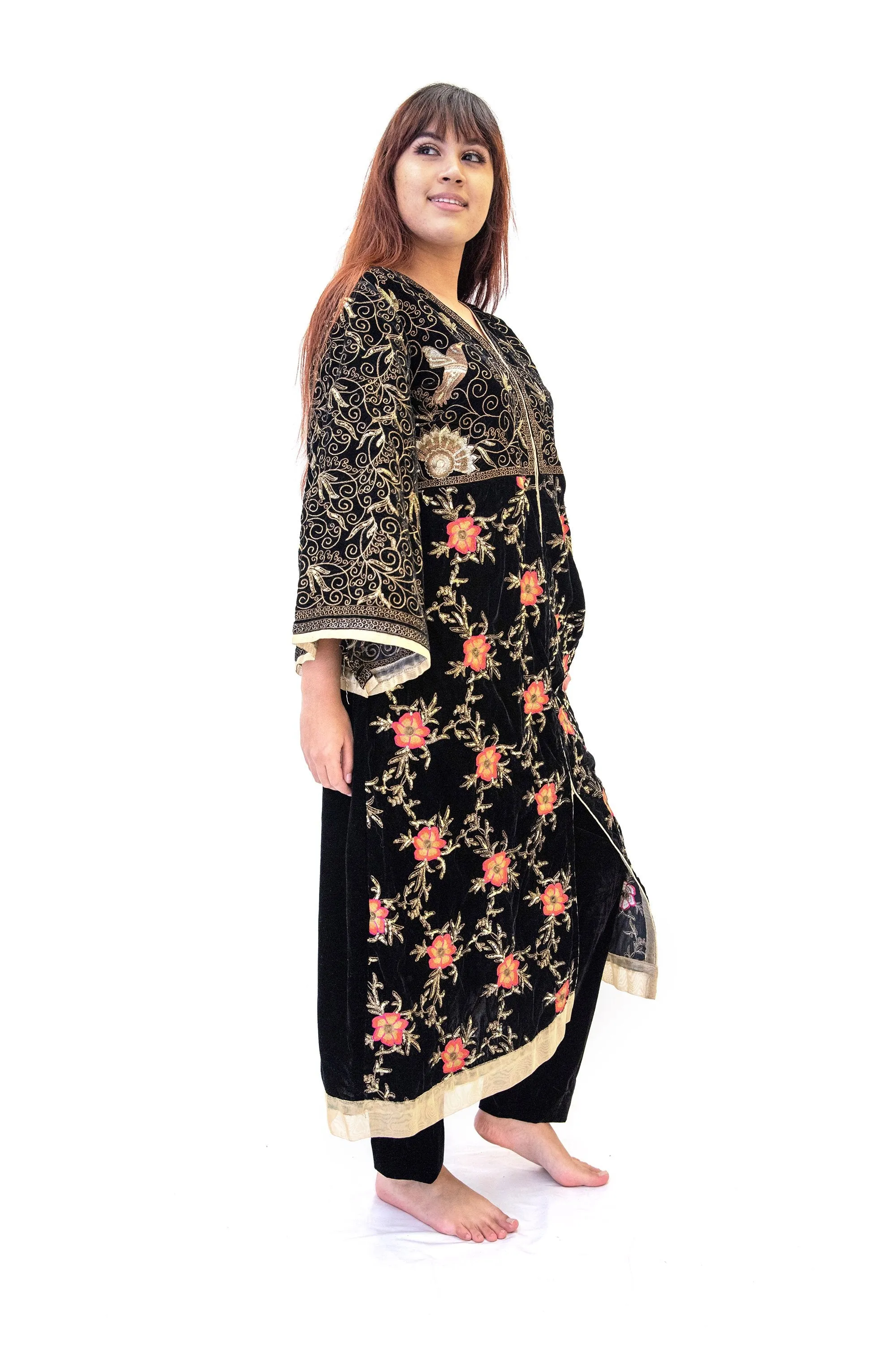 Black Embroidered Velvet Salwar Kameez Suit