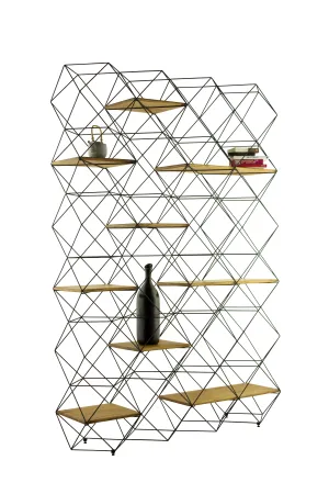 Black Rubic and Teak Wall Display Shelf