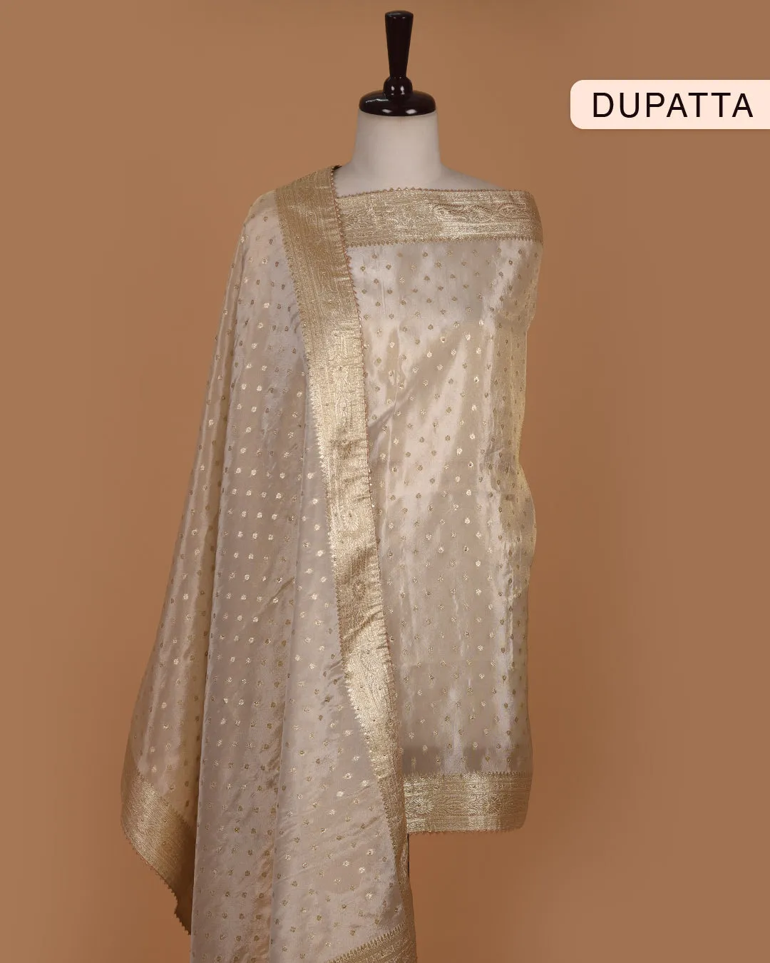 Black Satin Silk Blend Printed With Embroidery Unstitched Suit Fabric Set With Tissue Blend Woven Dupatta