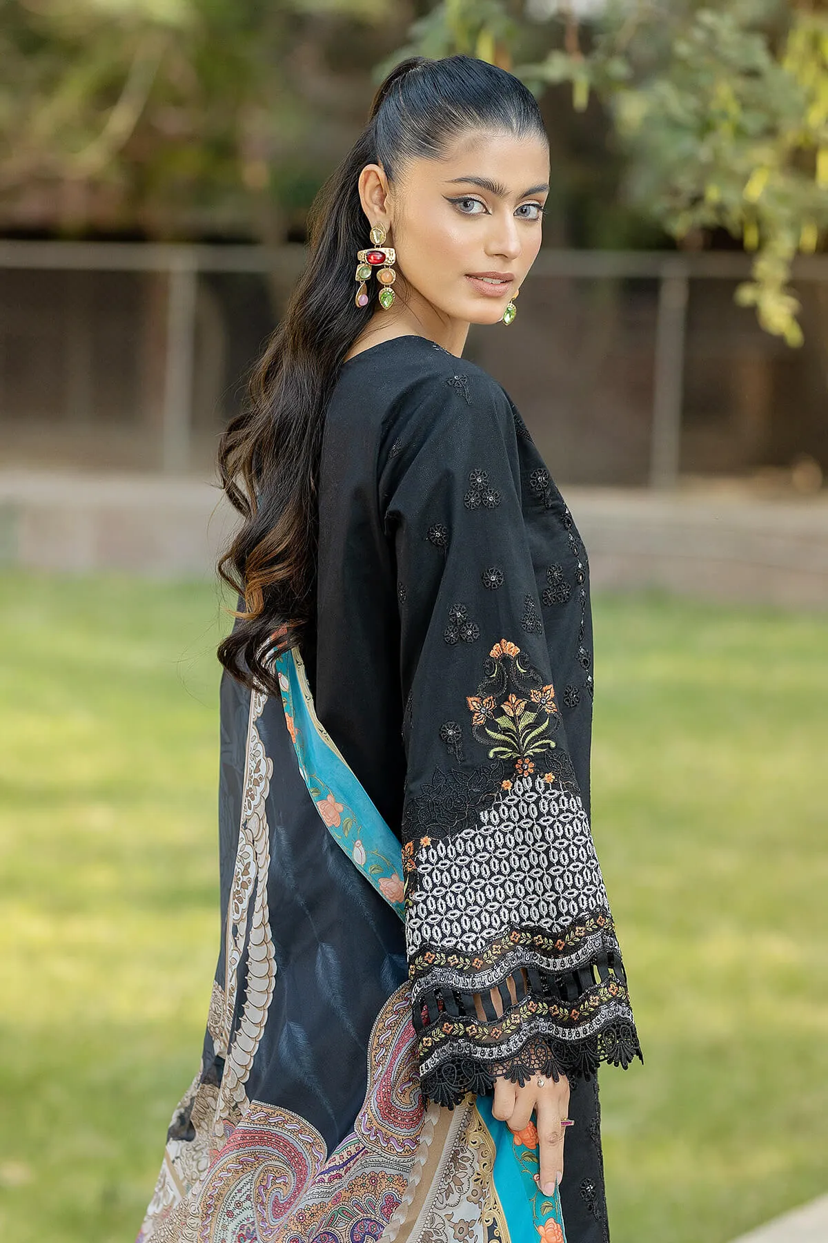 Black Shade Embroidered Pakistani Salwar Kameez Dupatta Suit