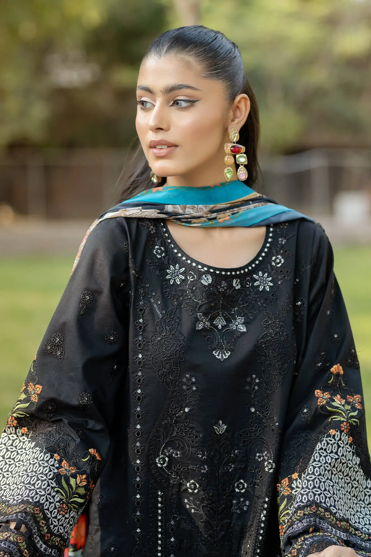 Black Shade Embroidered Pakistani Salwar Kameez Dupatta Suit