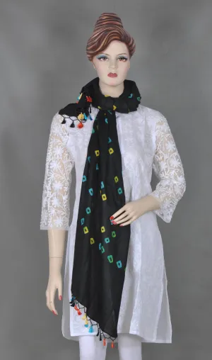 Black Tie & Dye Bandhej Stole