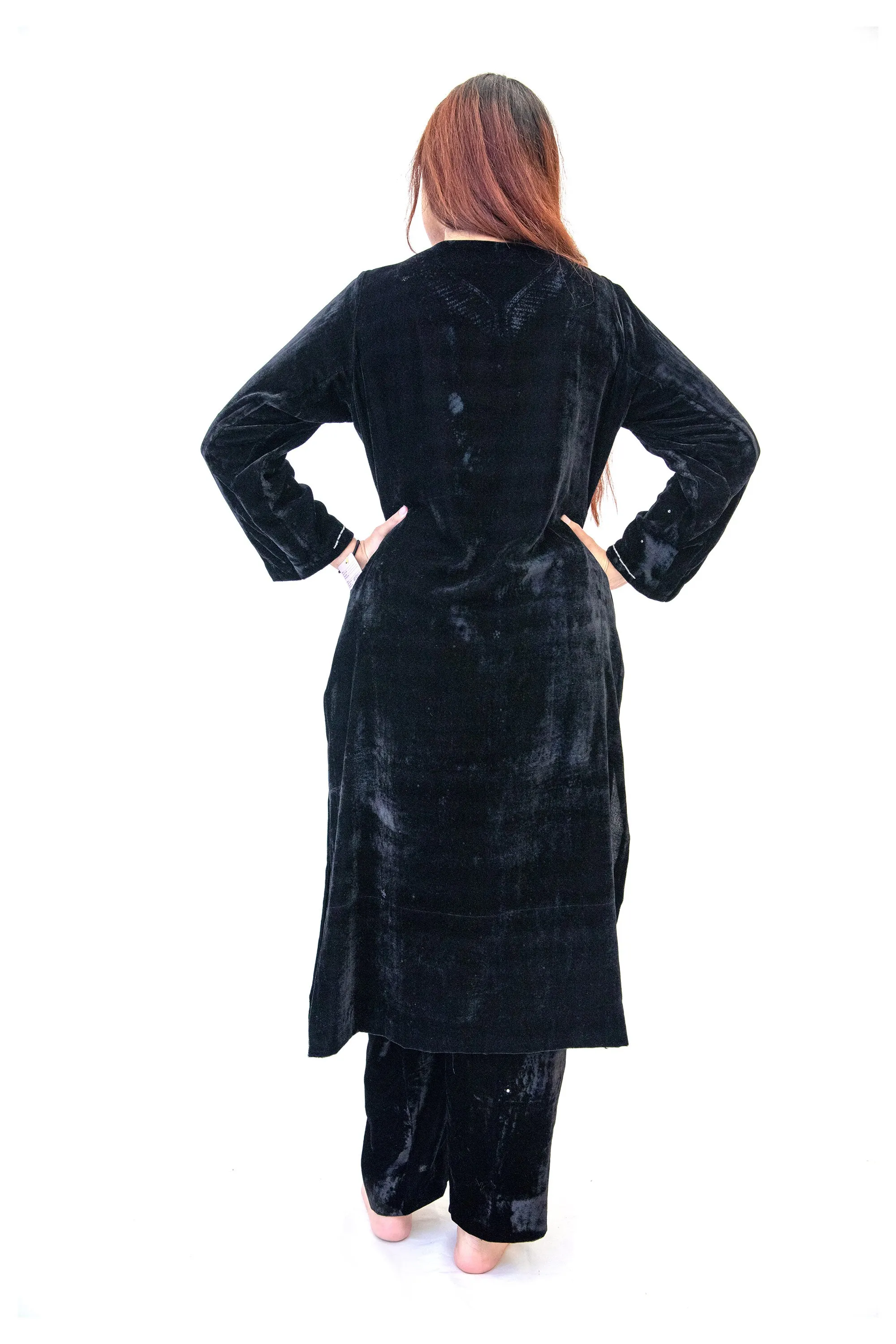 Black Velvet Embroidered Salwar Kameez Suit