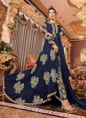 Blue and Gold heavy Embroidered Anarkali