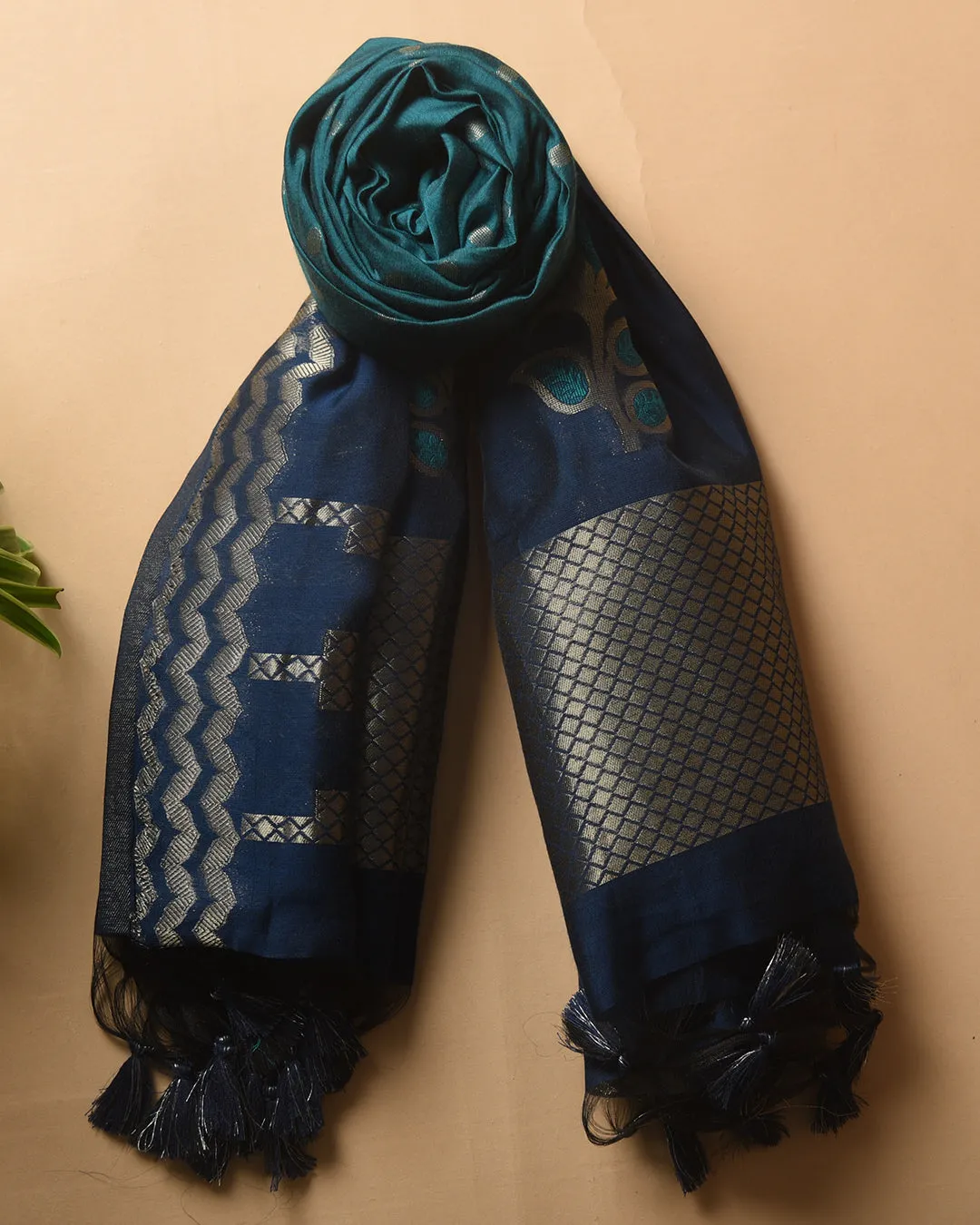 Blue Chanderi Silk Woven Unstitched Suit Fabric Set With Chanderi Silk Dupatta