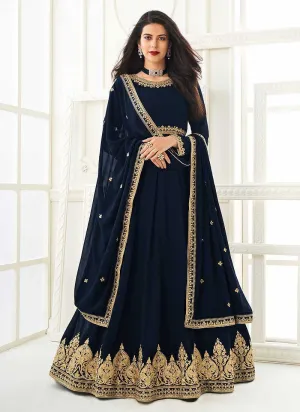 Blue Heavy Embroidered Gown Style Anarkali