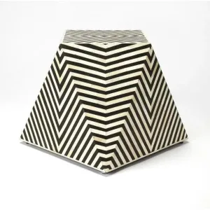 Bone Inlay Wooden Zig Zag Pattern End Table