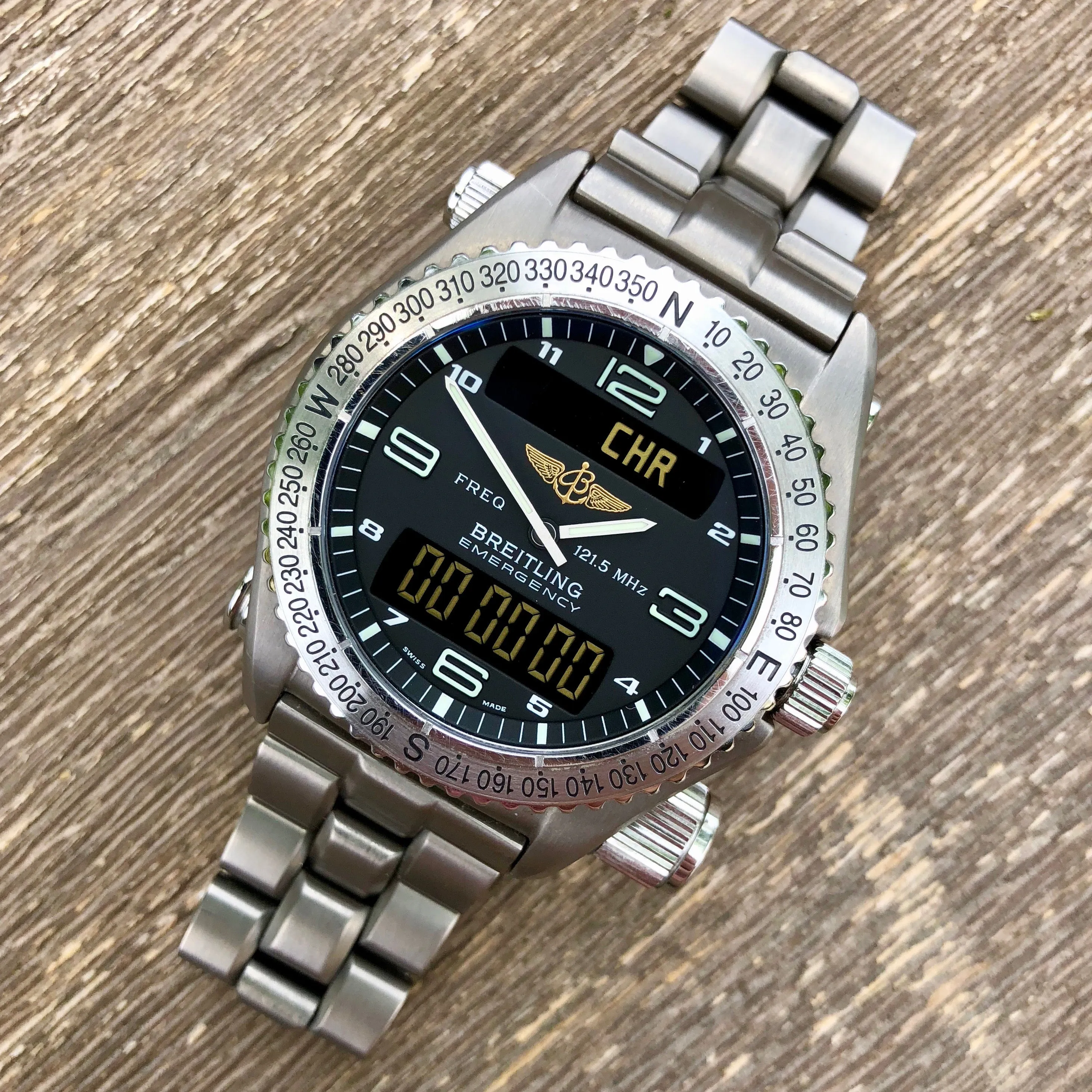 Breitling Emergency E56321 Titanium Aeronautical 43mm Wristwatch Box & Papers