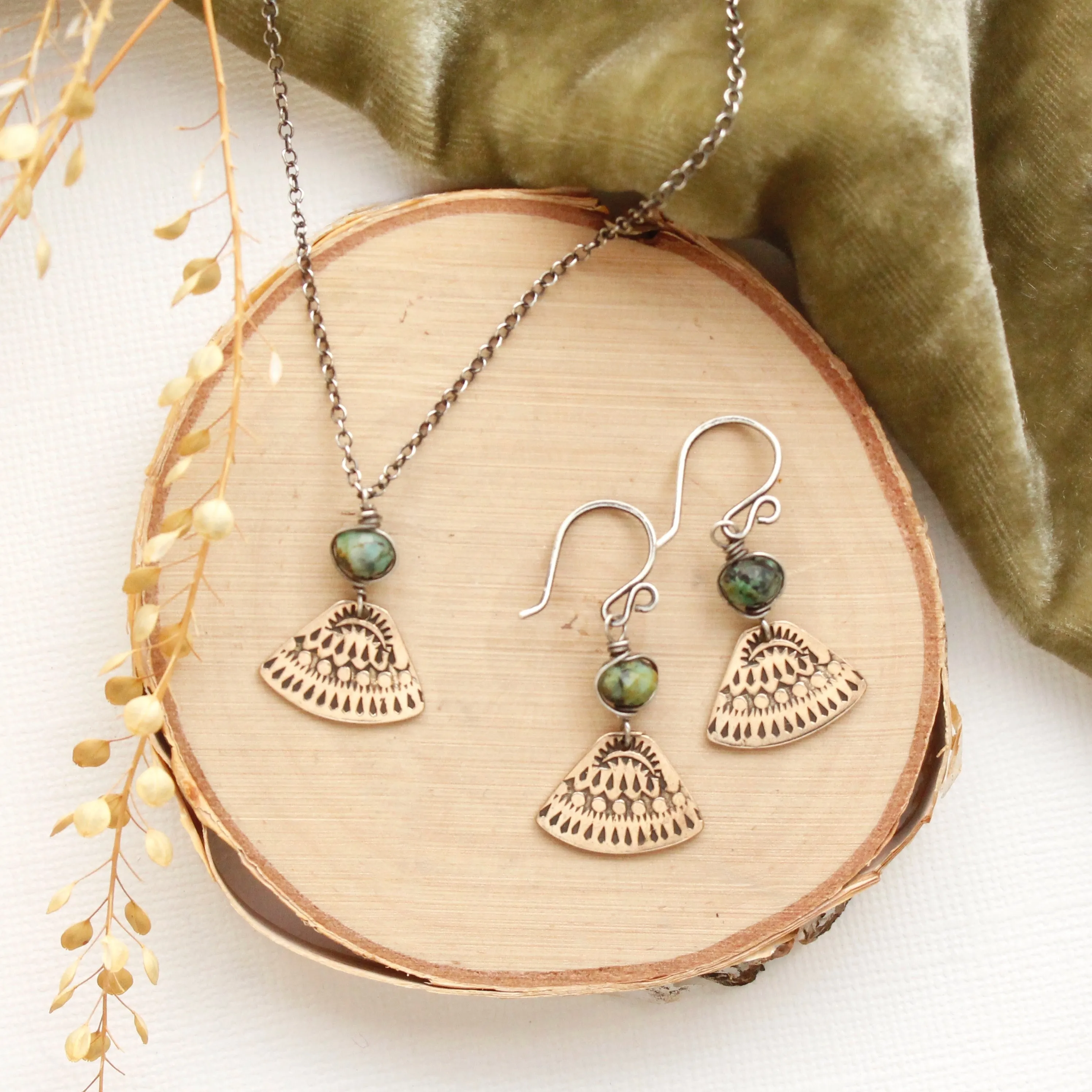 Bronze Asmi Triangle African Jasper Earrings